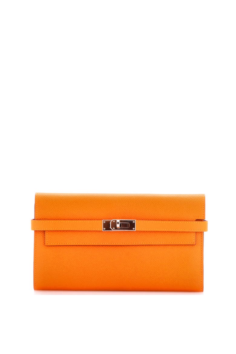 Kelly Wallet Verso Epsom Long, Main, color, Orange