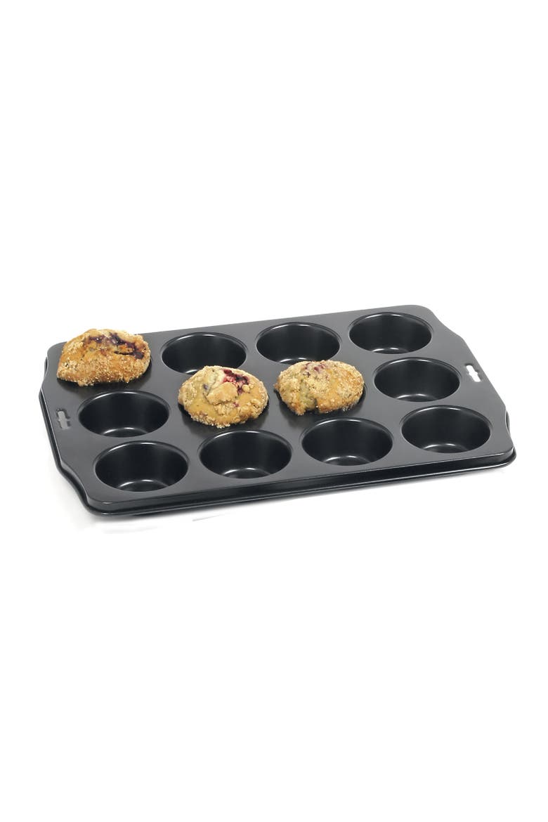 12 Cup Nonstick Muffin Pan - Steel Bakeware for Cupcakes and Muffins, Alternate, color, Black