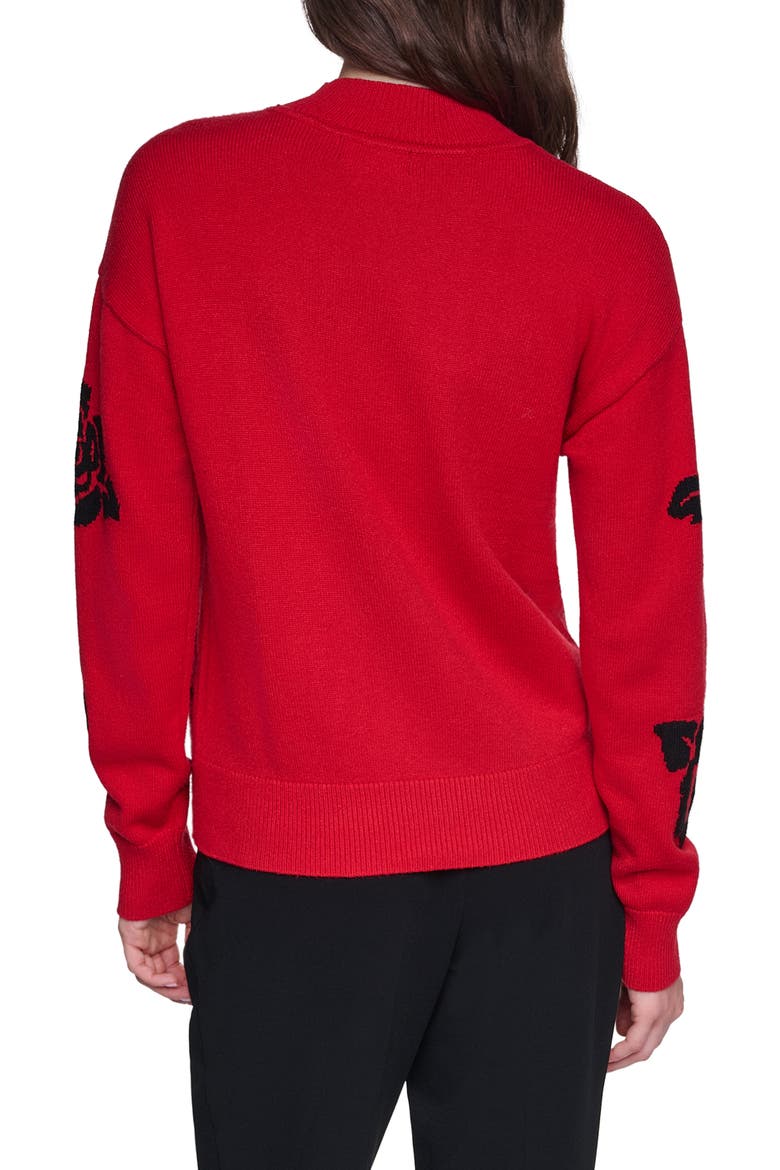 Rose Mock Neck Sweater, Alternate, color, ADMIRAL RED/ BLACK