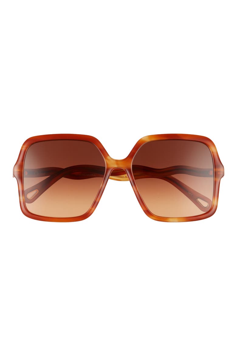 58mm Gradient Rectangular Sunglasses, Main, color, HAVANA