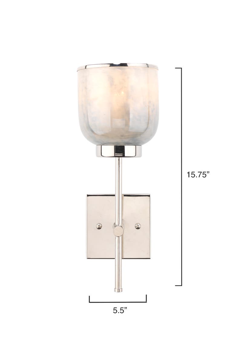 Vapor Single Sconce, Nickel and Blue Opal Metallic Glass, Alternate, color, Opal Blue Metallic Glass