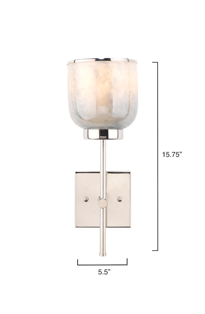 JAMIE YOUNG Vapor Single Sconce, Nickel and Blue Opal Metallic Glass, Alternate, color, Opal Blue Metallic Glass