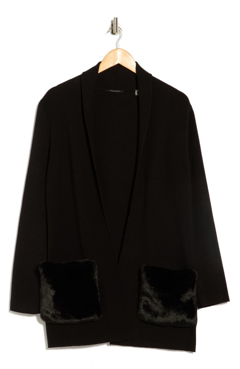 T Tahari Shawl Collar Cardigan, Alternate, color, Black