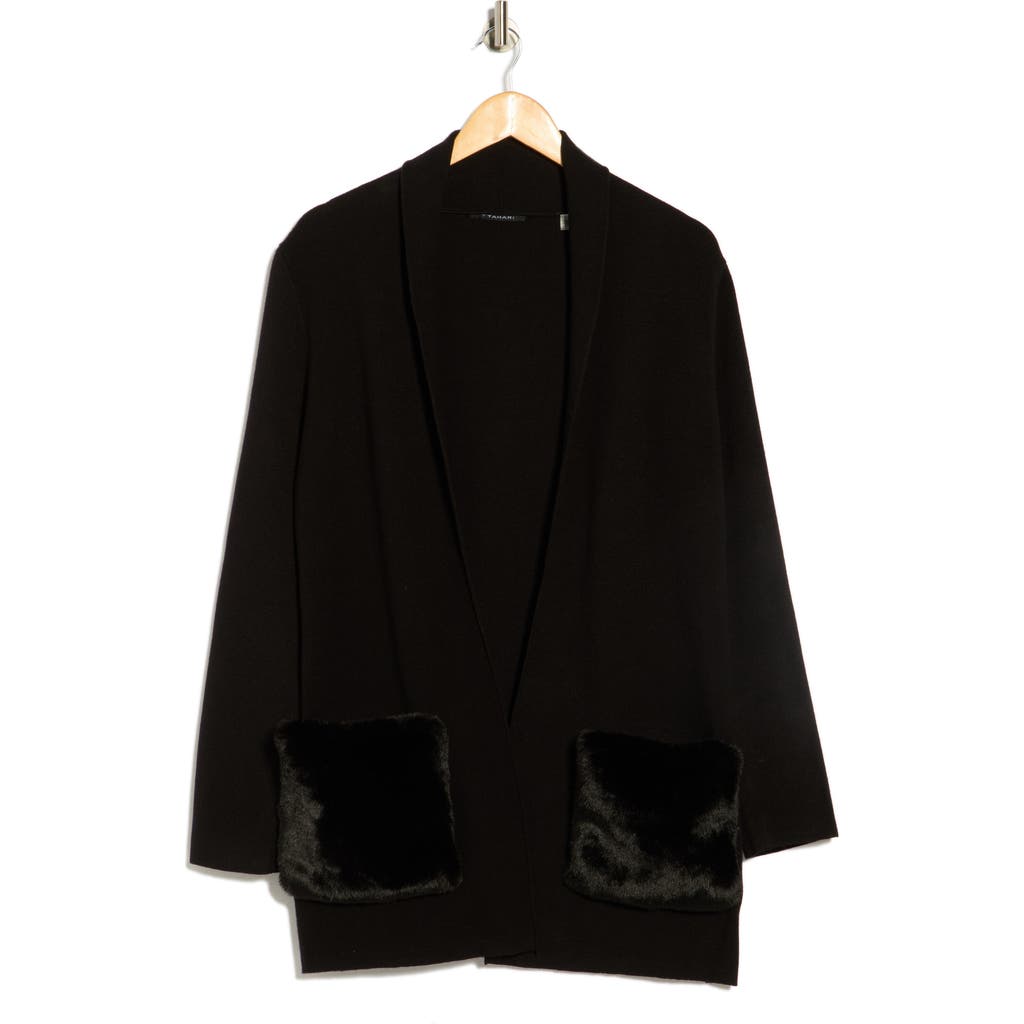 T Tahari Shawl Collar Cardigan In Black