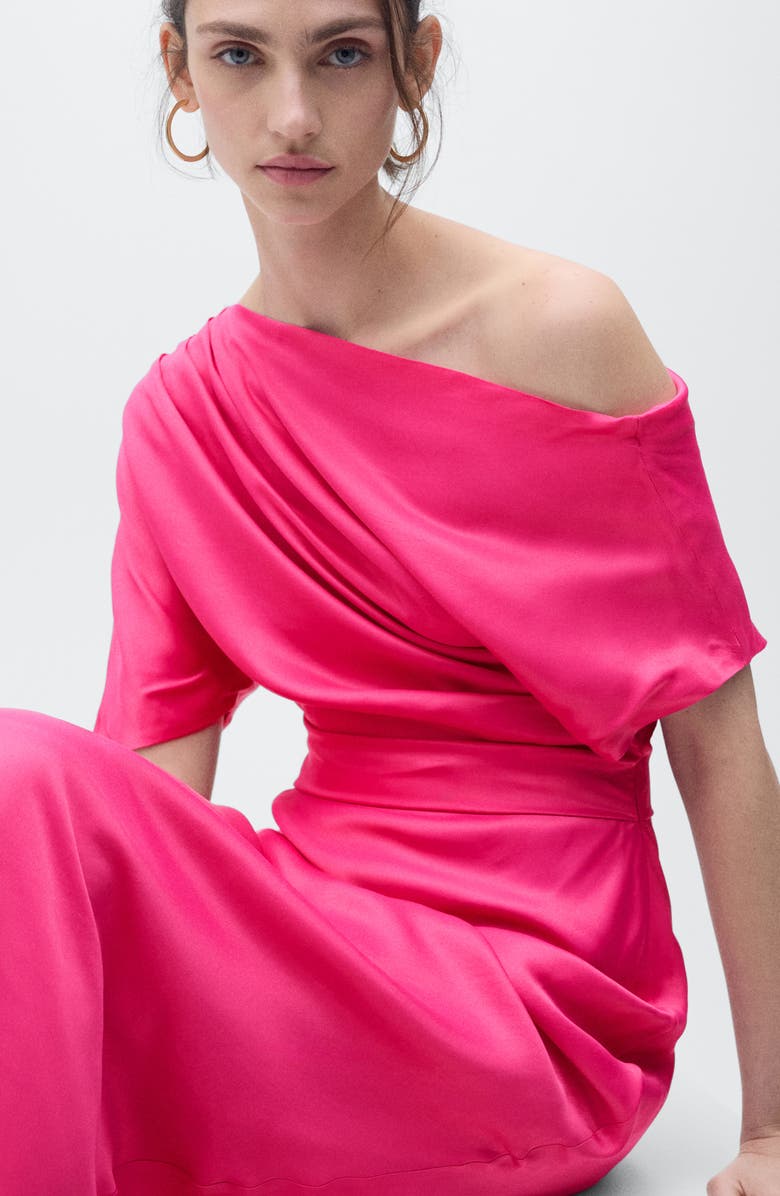 MANGO Off the Shoulder Midi Dress, Alternate, color, 