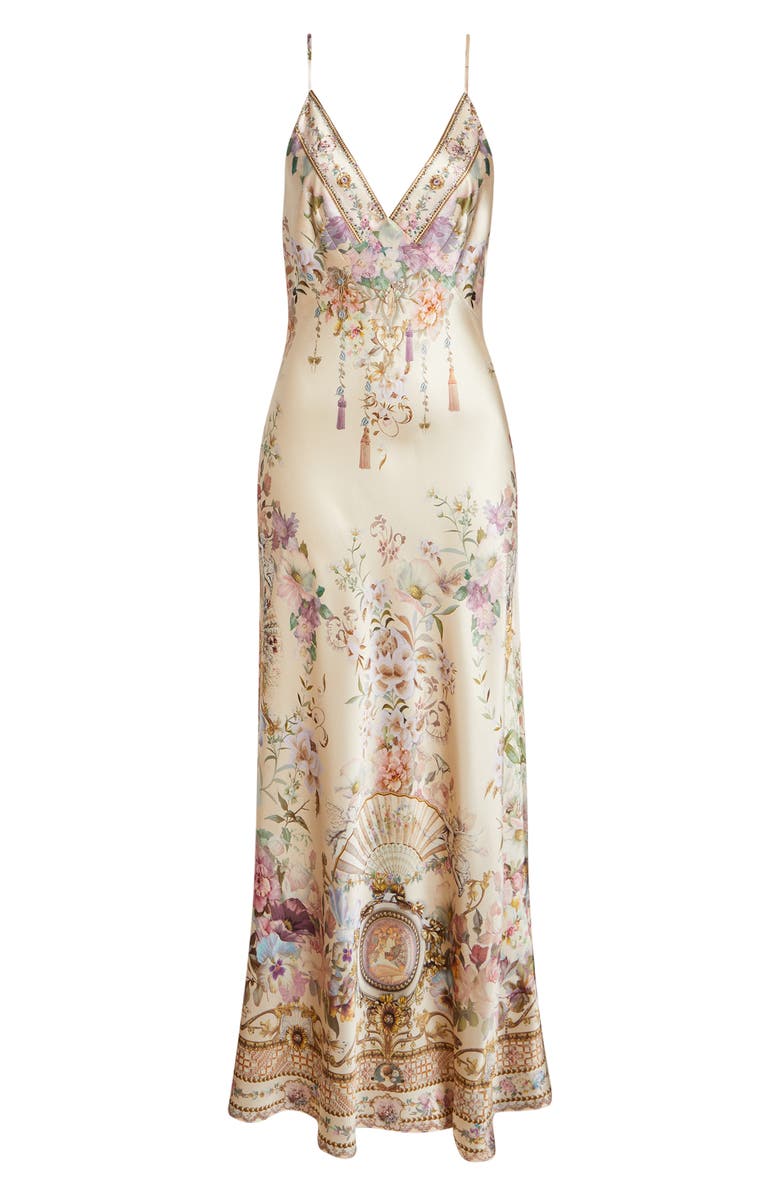 Camilla Adorned in Aranjuez Bias Cut Silk Slipdress, Alternate, color, Adorned In Aranjuez