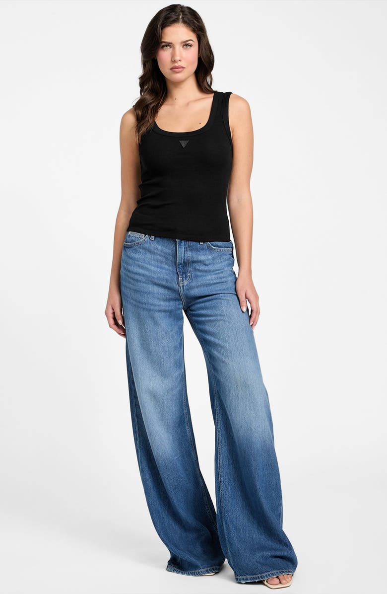 GUESS Triangle Logo Patch Rib Tank, Alternate, color, 