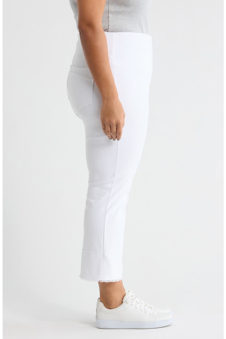 Dara High Waist Seamed Fringe Hem Crop Jeans, Alternate, color, WHITE