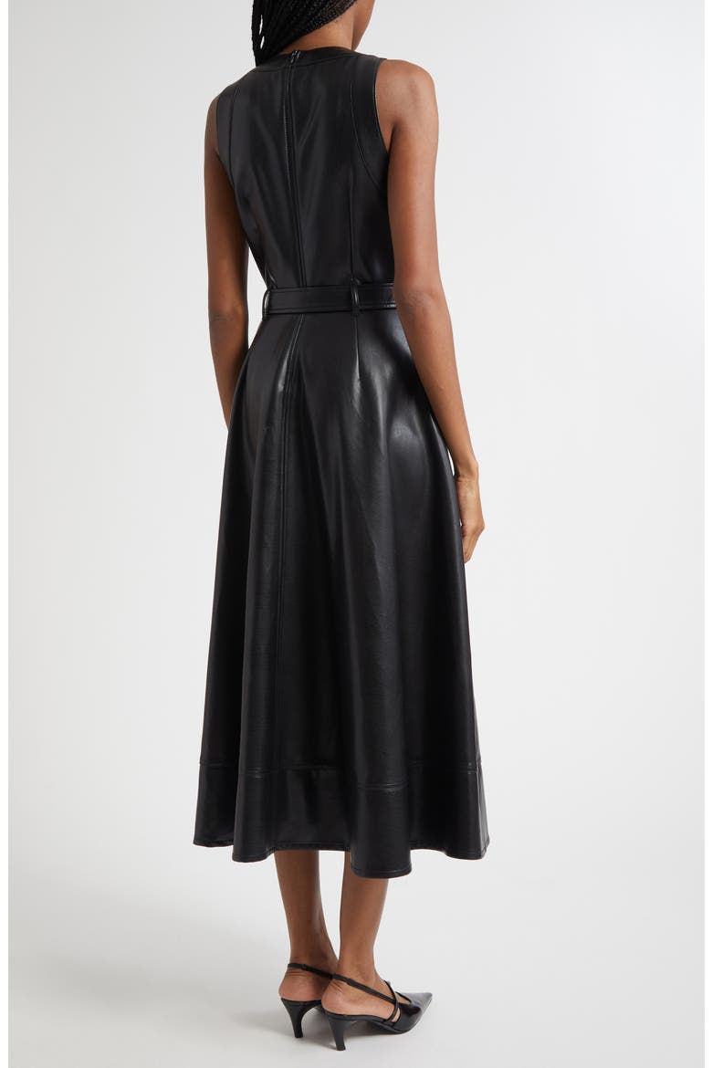 Zelda Faux Leather High Low Hem Dress, Alternate, color, BLACK
