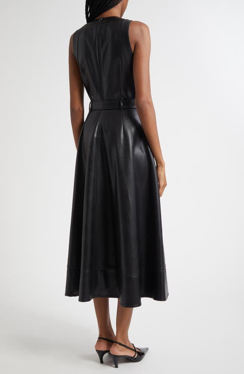 Cinq À Sept Zelda Faux Leather High Low Hem Dress In Black