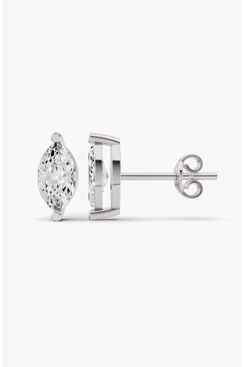 14K Gold Studs Earrings 1 ct Marquise Prong Solitaire, Alternate, color, White Gold