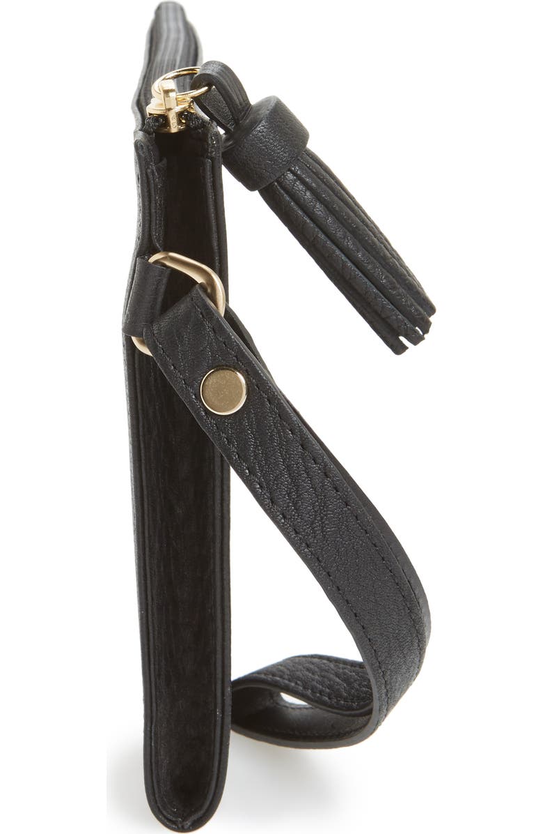 Longchamp Pénélope Textured Leather Clutch, Alternate, color, Black