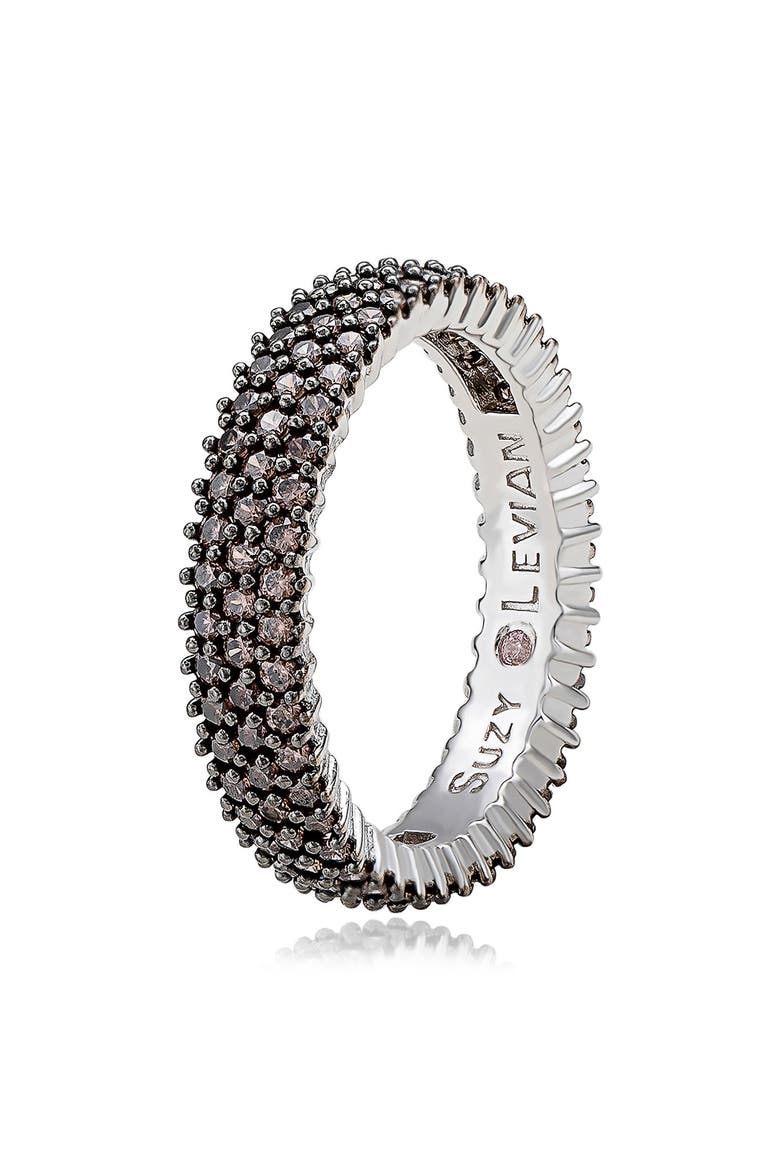 Pavé Brown Cubic Zirconia Eternity Band Ring, Alternate, color, WHITE/BROWN
