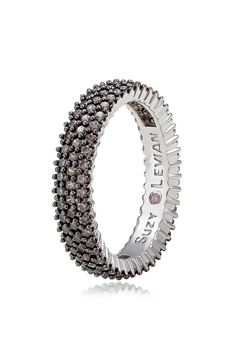 SUZY LEVIAN Pavé Brown Cubic Zirconia Eternity Band Ring, Alternate, color, White/Brown