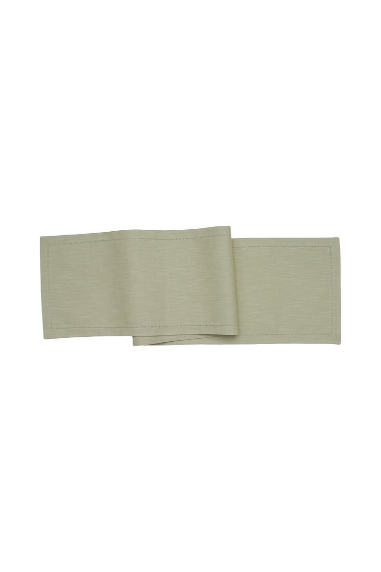 Hemstitch Solid Green 100% Cotton Cloth Table Runner 14" x 72", Main, color, Green