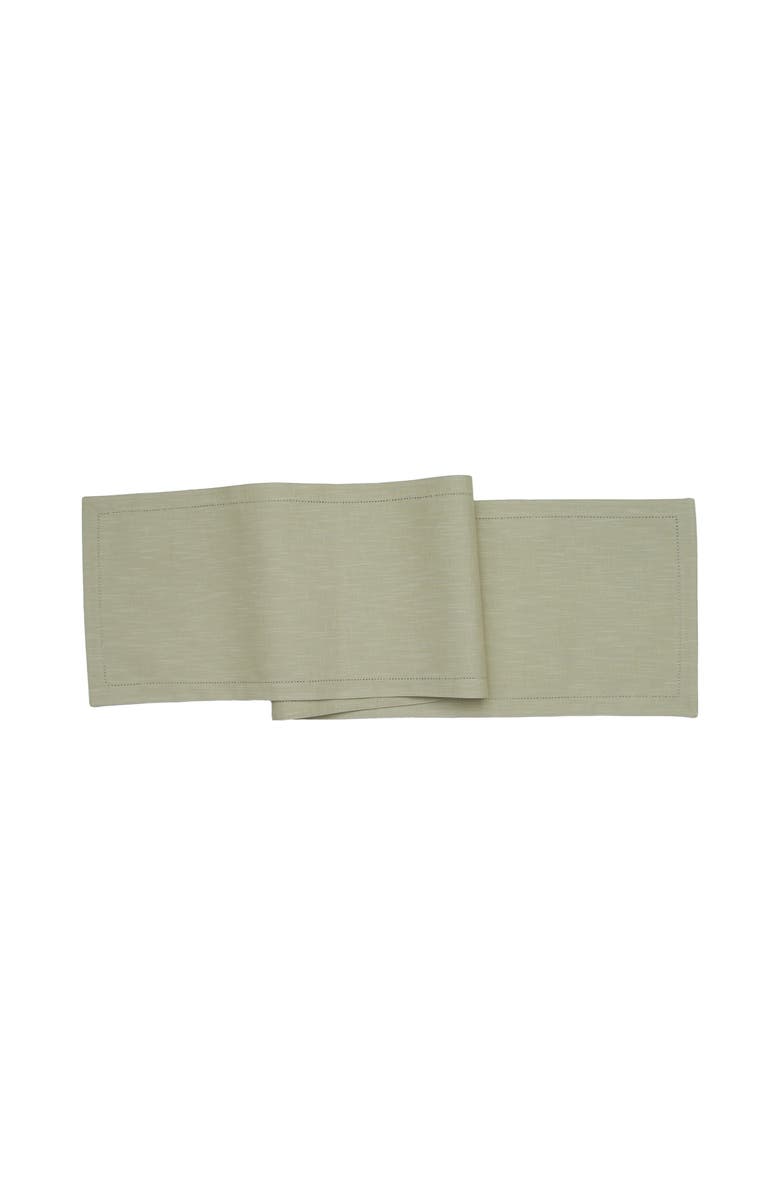 C&F Home Hemstitch Solid Green 100% Cotton Cloth Table Runner 14" x 72", Main, color, Green