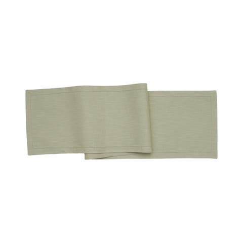 Hemstitch Solid Green 100% Cotton Cloth Table Runner 14" x 72"