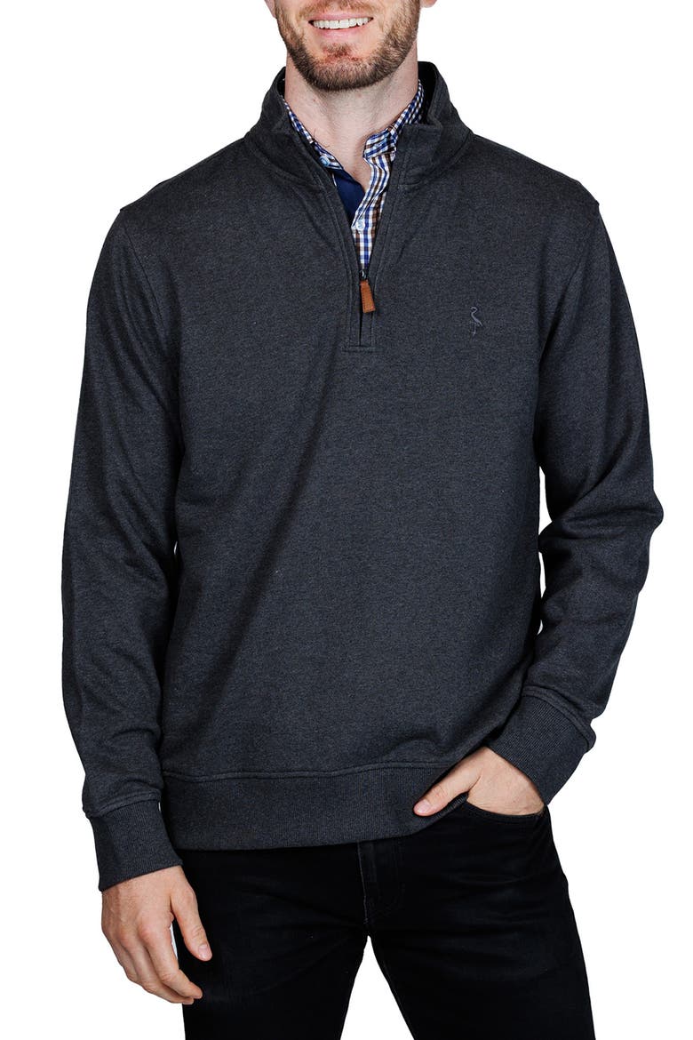 Cotton French Terry Quarter Zip Pullover, Alternate, color, GRAPHITE