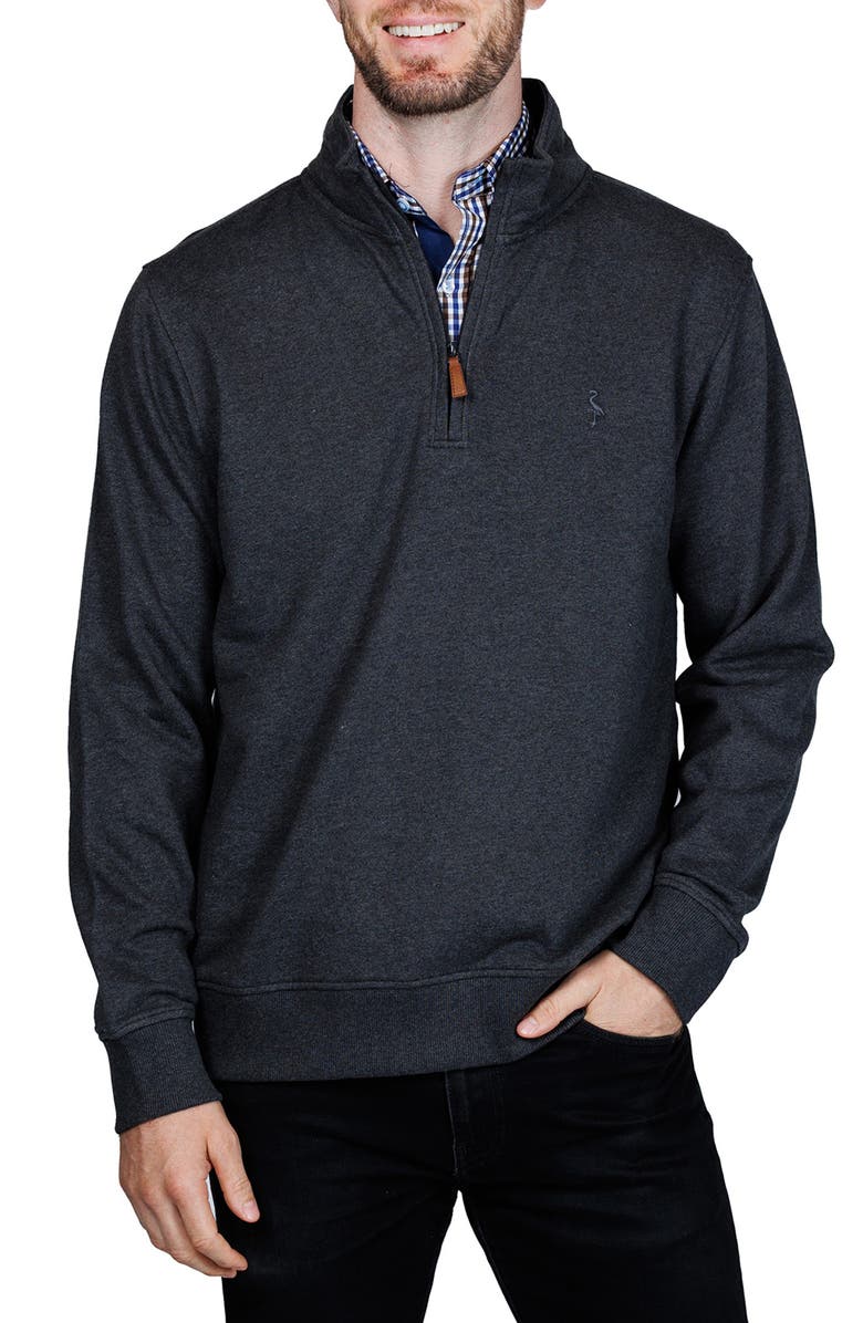 TailorByrd Cotton French Terry Quarter Zip Pullover, Alternate, color, Graphite