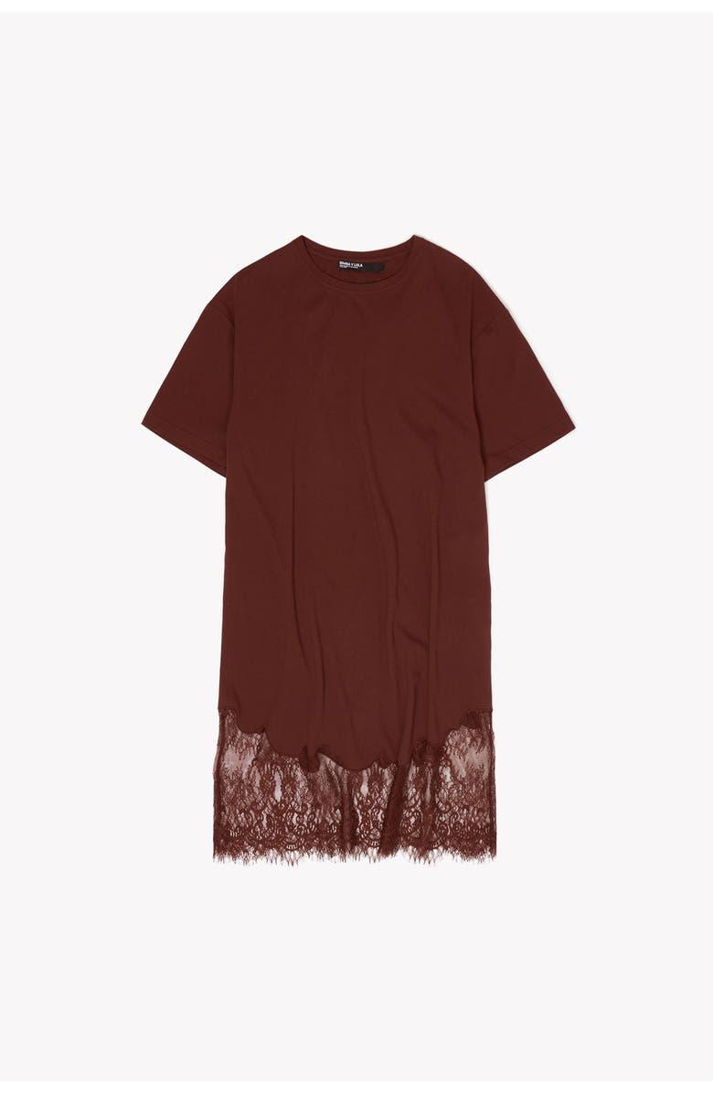 Bimba y Lola Short Lace T-Shirt Dress, Alternate, color, Brown