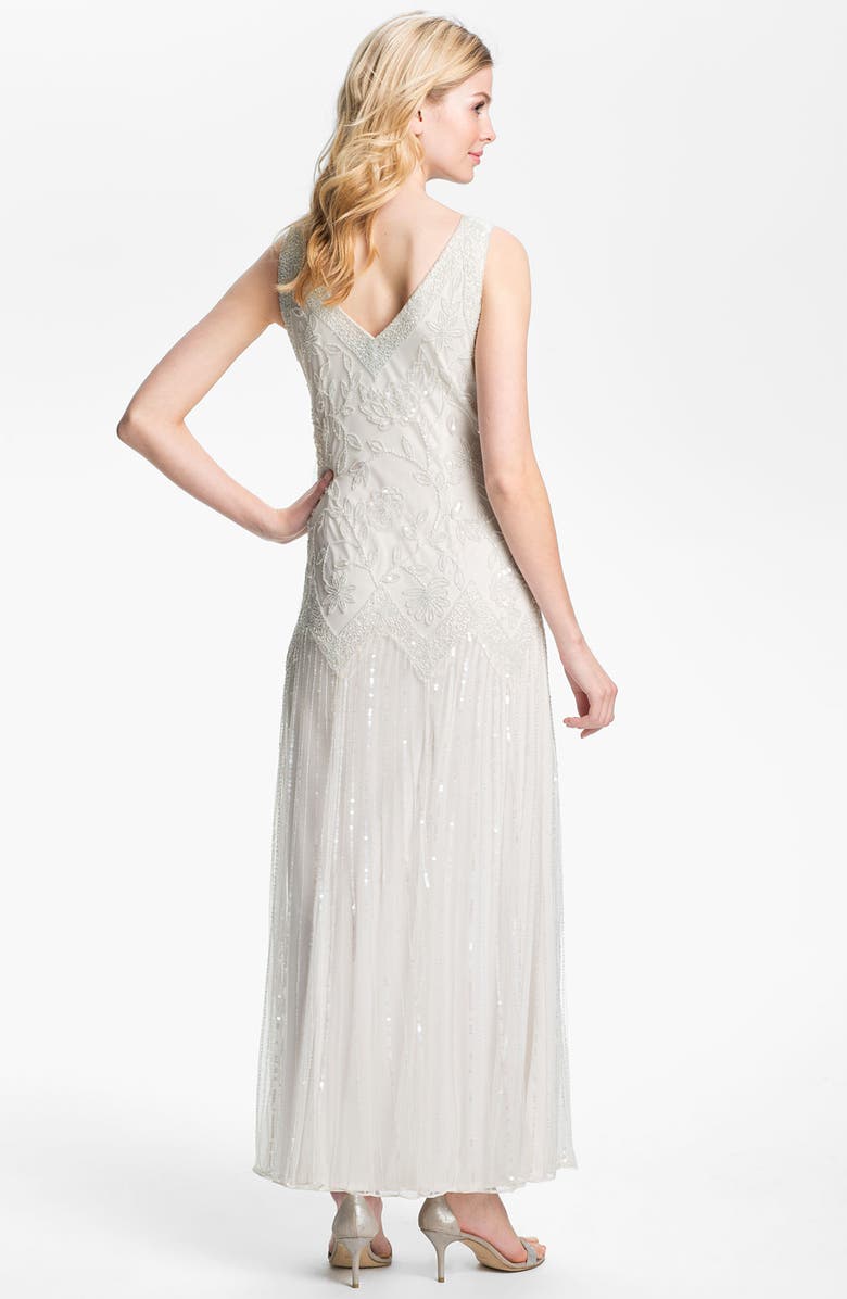 Pisarro Nights V-Neck Bead & Sequin Mesh Gown, Alternate, color, 