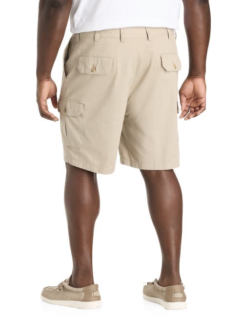 Harbor Bay By Dxl Big & Tall Continuous Comfort Cotton Cargo Shorts In Khaki