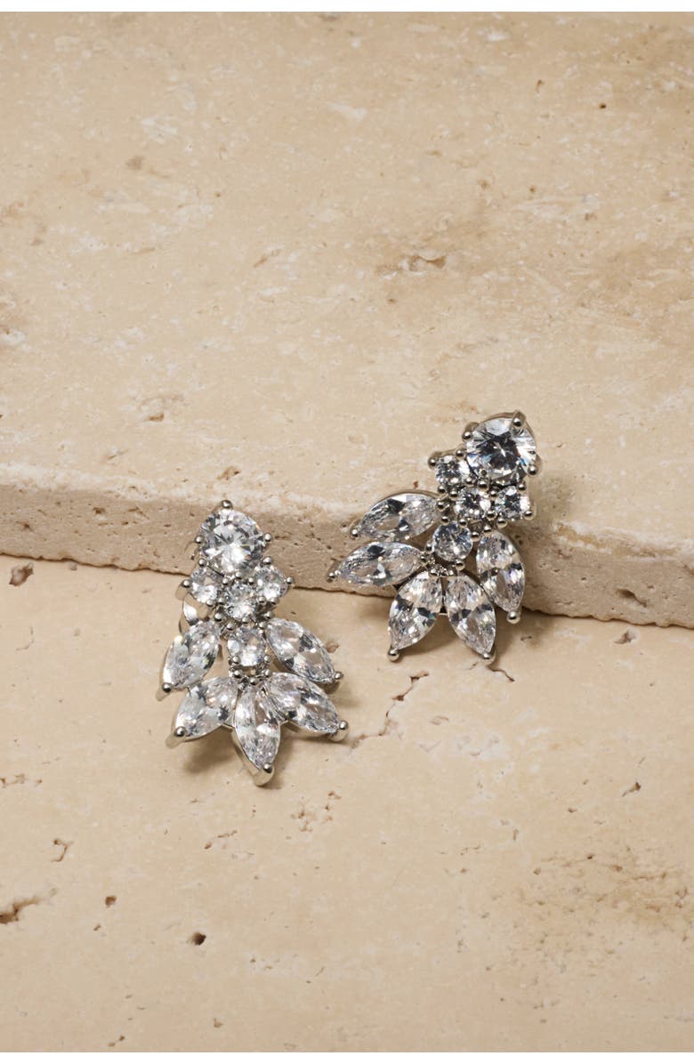 Untamed Petals Carla Crystal Stud Earrings, Alternate, color, Silver