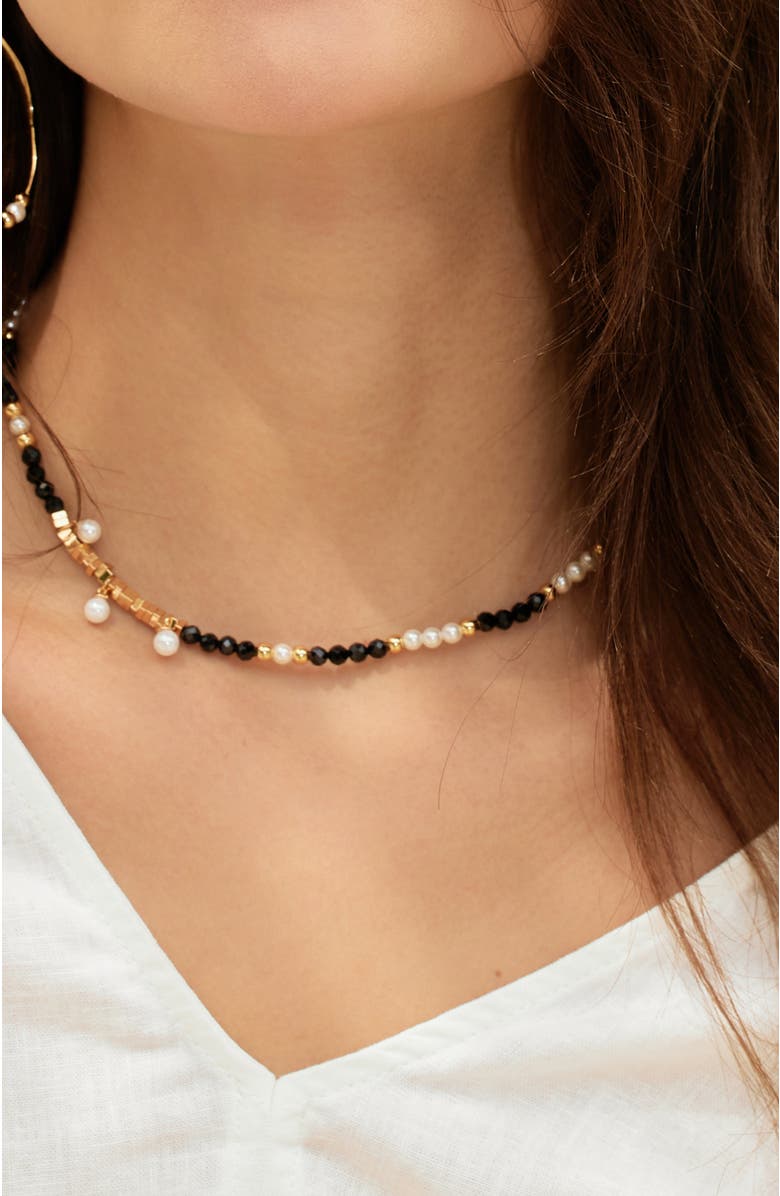 RETRO CHIC Poseidon Necklace, Alternate, color, Black & White & Gold