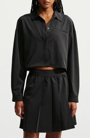 Nike PerfectStretch Performance Long Sleeve Cropped Button-Down Shirt
