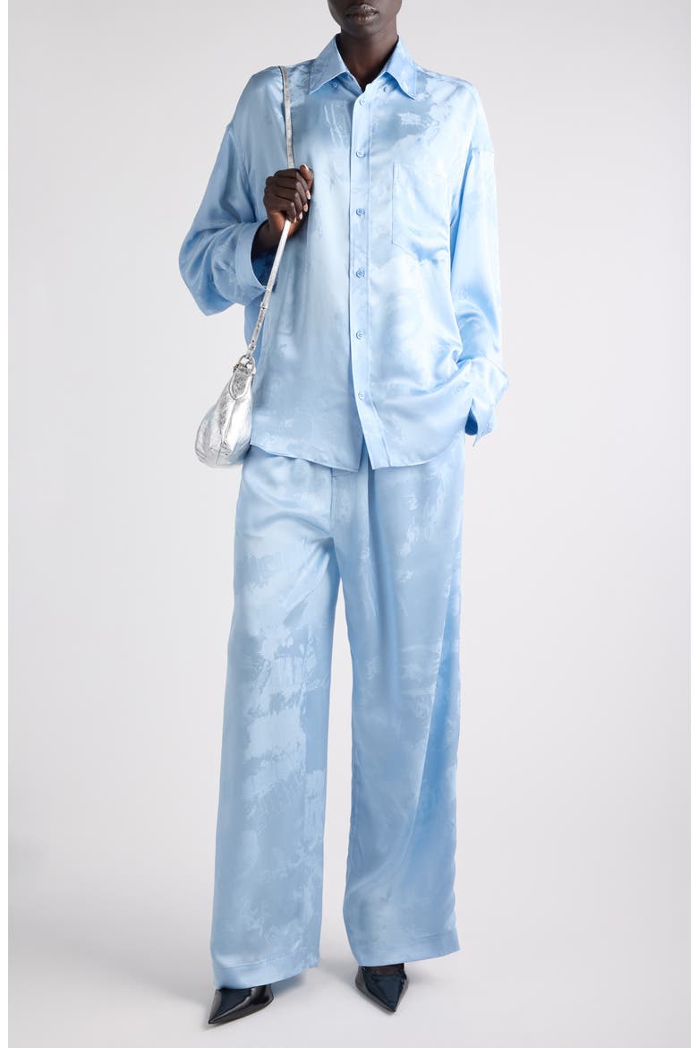 Washed Silk Cocoon Button-Up Shirt, Alternate, color, 5840 BABY BLUE