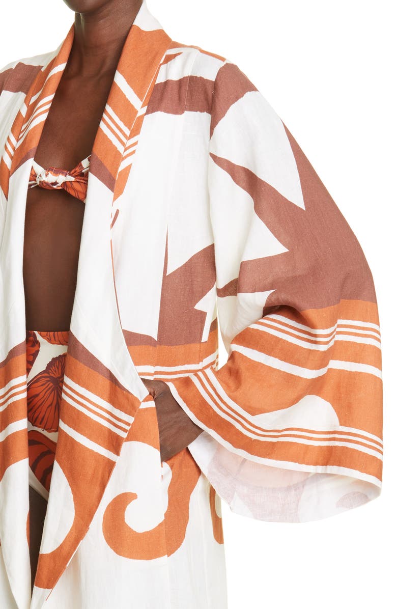 Johanna Ortiz Reclamos Del Mar Abstract Print Organic Linen Cover-Up, Alternate, color, 