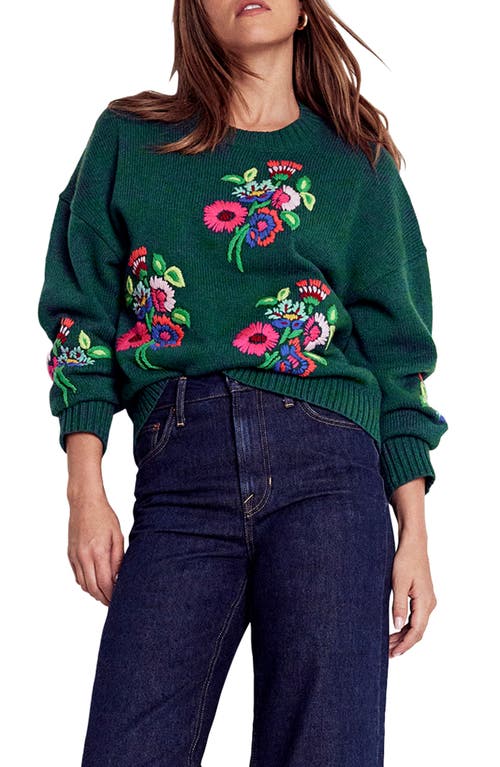 Boden Novelty Embroidered Sweater In Green