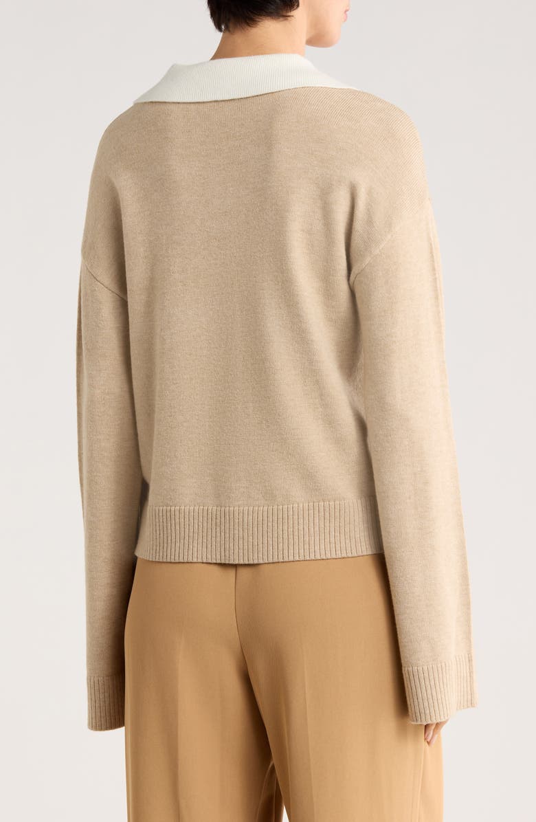 Ellen Tracy Double Collar Sweater, Alternate, color, Camel Mix