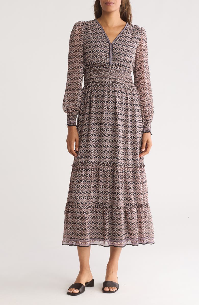 MAX STUDIO Floral Long Sleeve Maxi Dress, Main, color, 