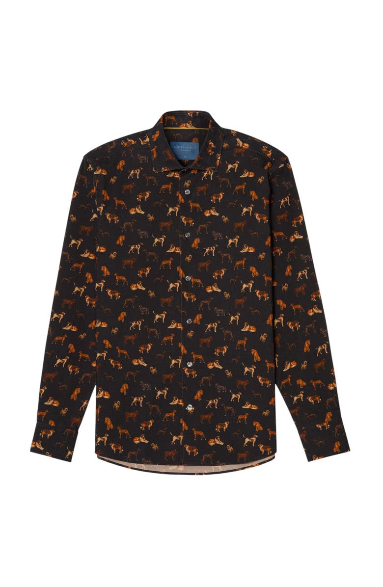Robert Talbott Reynolds Dog Print Pinwale Corduroy Shirt, Alternate, color, Black Multi