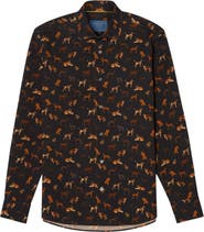 Robert Talbott Reynolds Dog Print Pinwale Corduroy Shirt