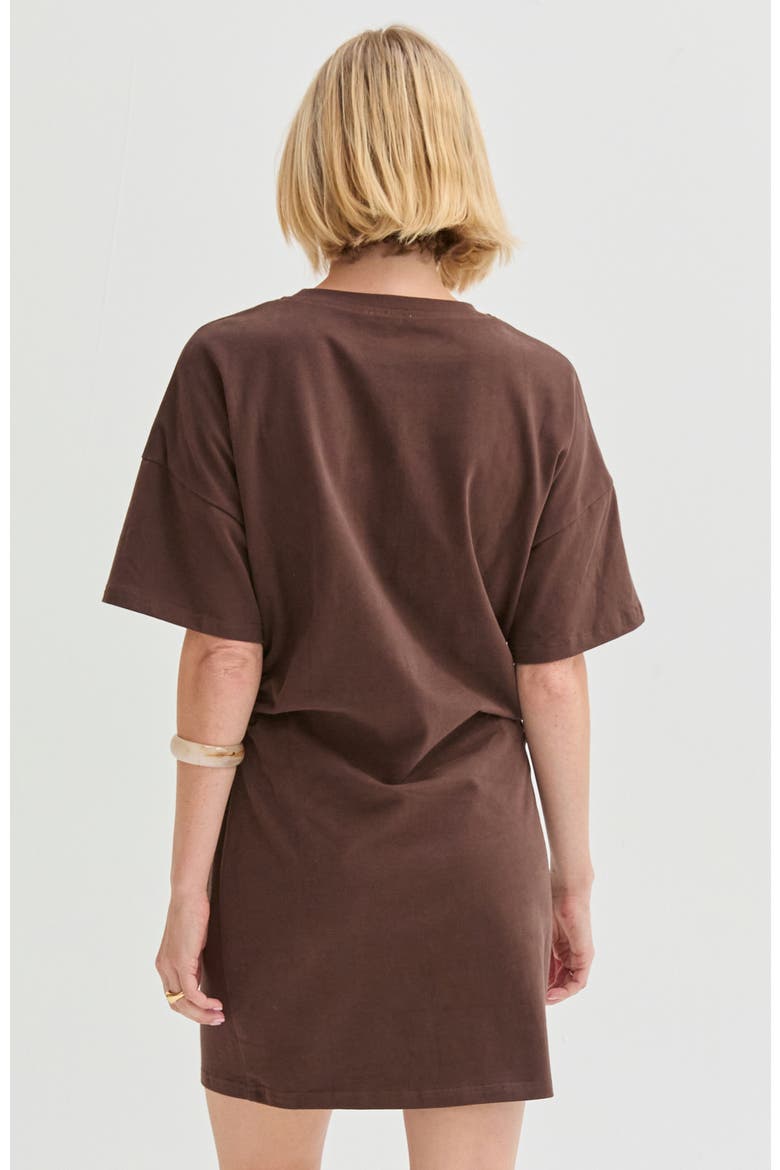 Elbow Sleeve Ruched T-shirt Mini Dress, Alternate, color, Brown