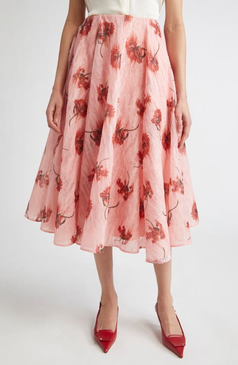 Circeii Floral Textured Organza Circle Skirt