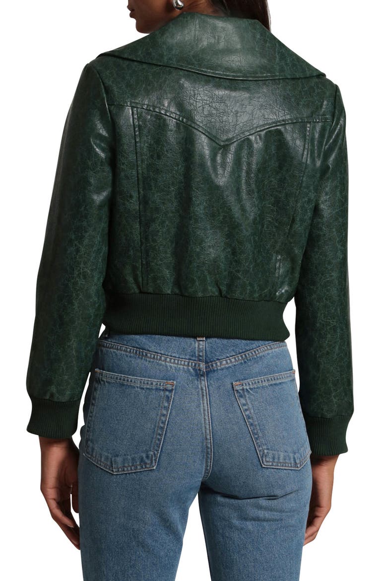 Faux-Ever Leather™ Crop Bomber Jacket, Alternate, color, EMERALD