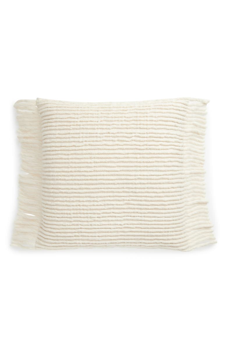 Tahari Rib Fringe Accent Pillow, Main, color, Ivory