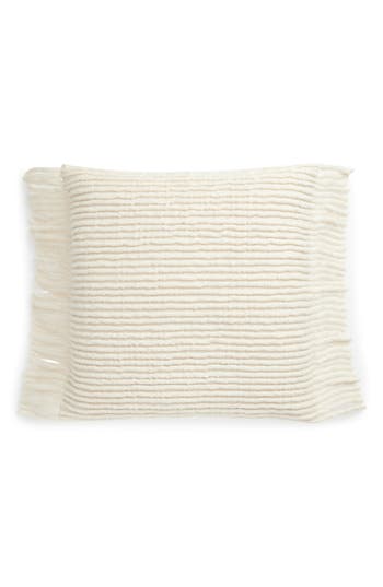 Tahari Rib Fringe Accent Pillow In White