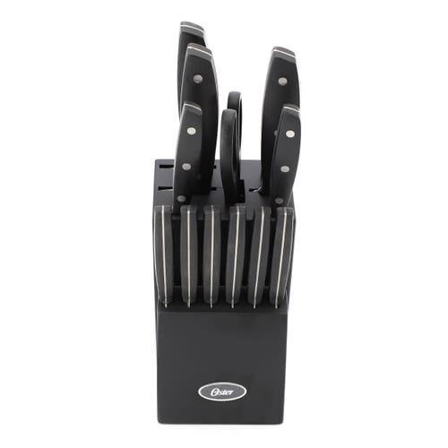 Oster Riggins 14 Piece Stainless Steel Cutlery Set With Hardwood Storage Block In Black