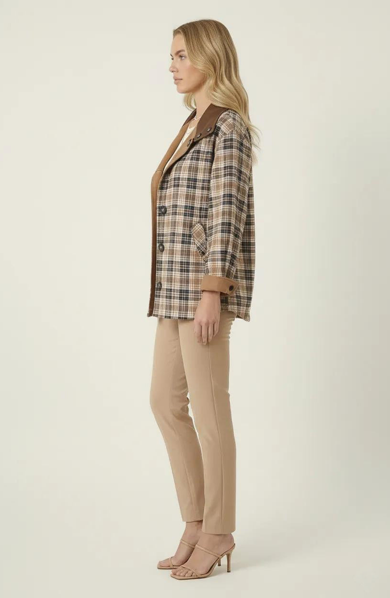 Modenaire Reversible Plaid Jacket, Alternate, color, Camel / Plaid