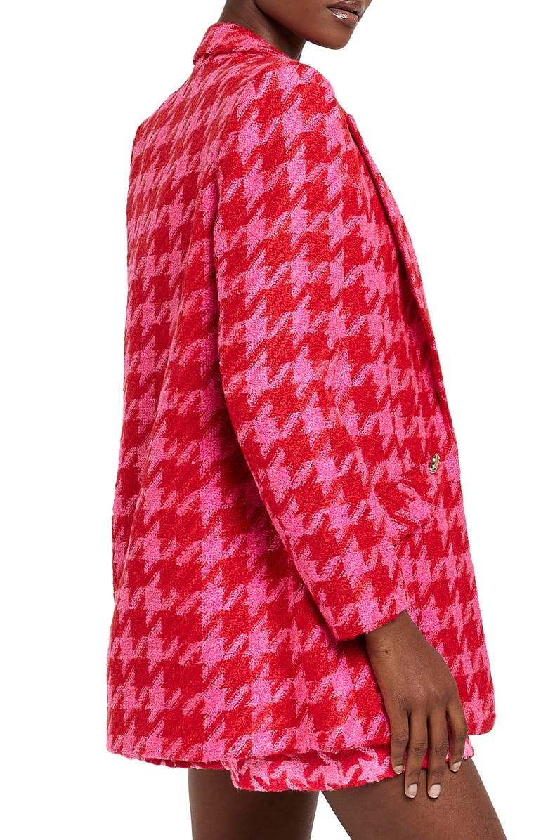 River Island Houndstooth Bouclé Blazer, Alternate, color,