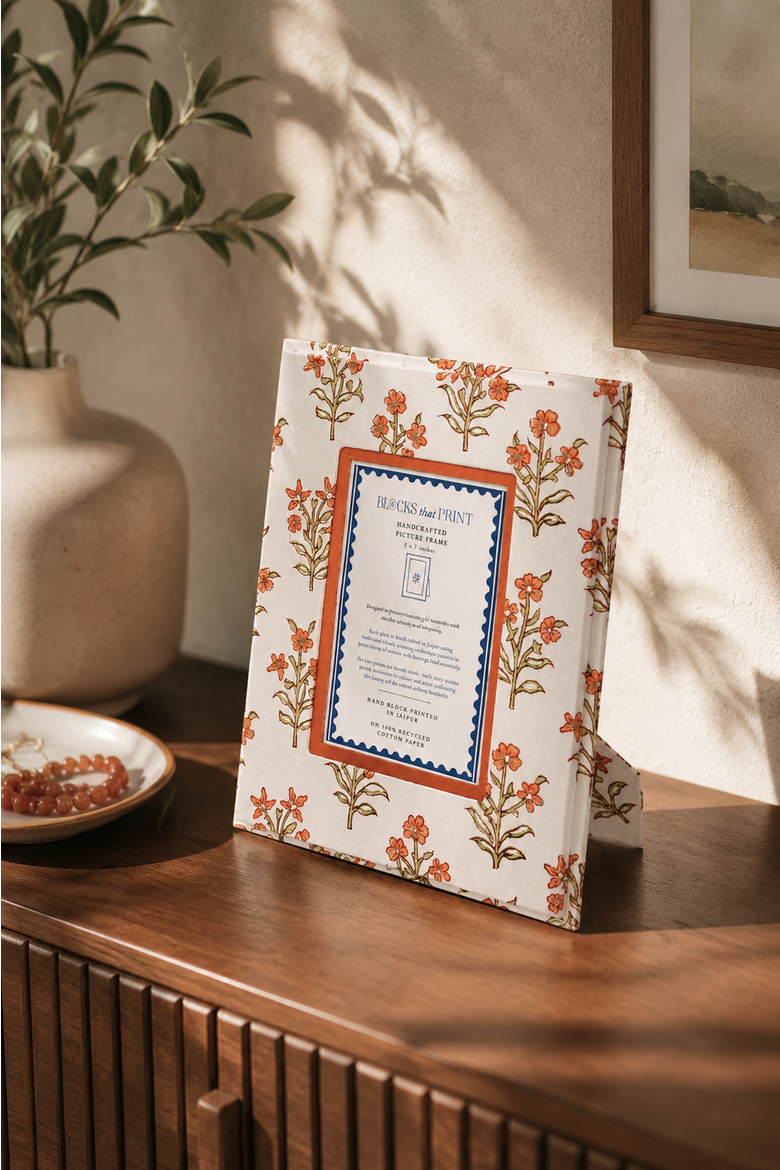 Block Print Photo Frame Leela, Alternate, color, Apricot