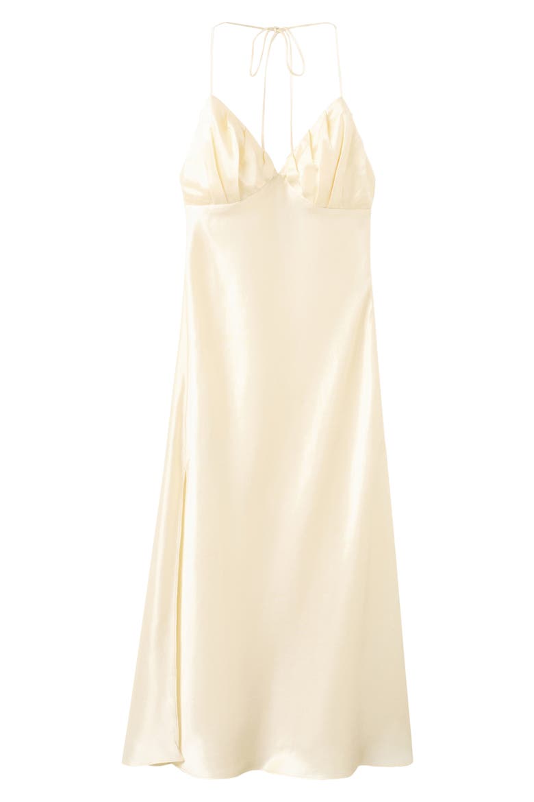 Satin Halter Neck Slip Dress, Main, color, ECRU