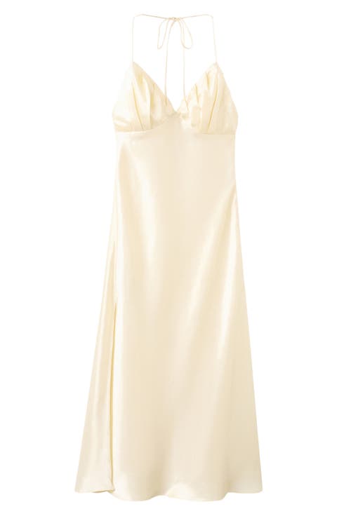 Satin Halter Neck Slip Dress