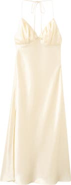 MANGO Satin Halter Neck Slip Dress