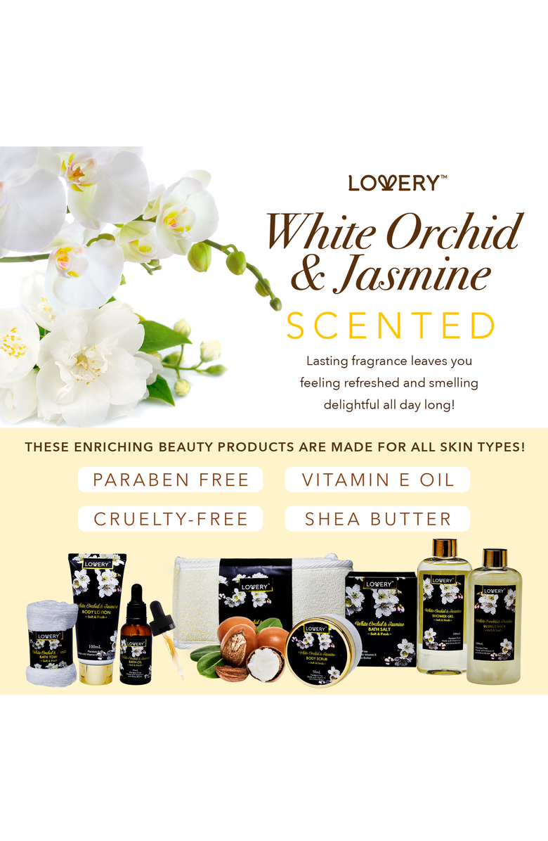 Lovery Orchid & Jasmine Bath & Body Gift Set, Alternate, color, Black / Beige
