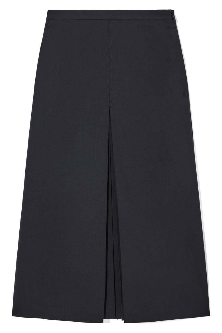 Stretch Wool Midi Skirt, Alternate, color, BLACK